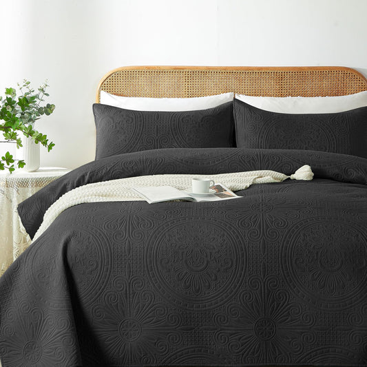 Dluxe Ave. ( TWIN ) 2 Pcs Quilt Bedding Set, Lightweight Thin Bedding Set for All Season, Black