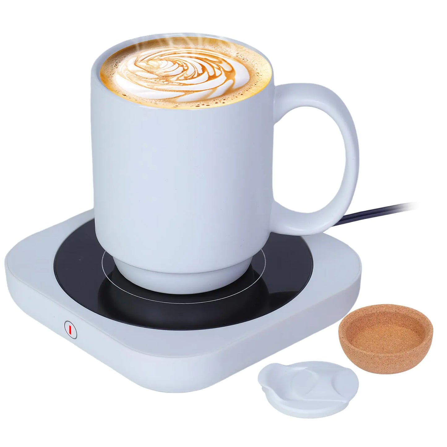 Dluxe Ave. Coffee Mug Warmer & Mug Set for Desk/ Electric 36W with 15oz Ceramic Mug/ White