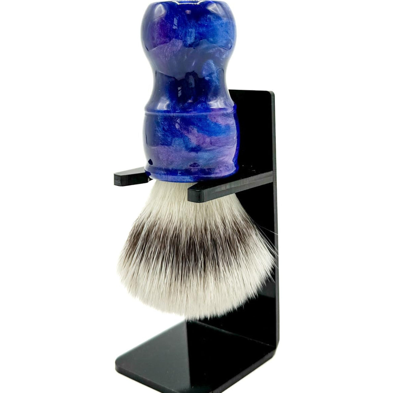 Dluxe Ave.  Blue Handle Synthetic Shaving Brush & Stand
