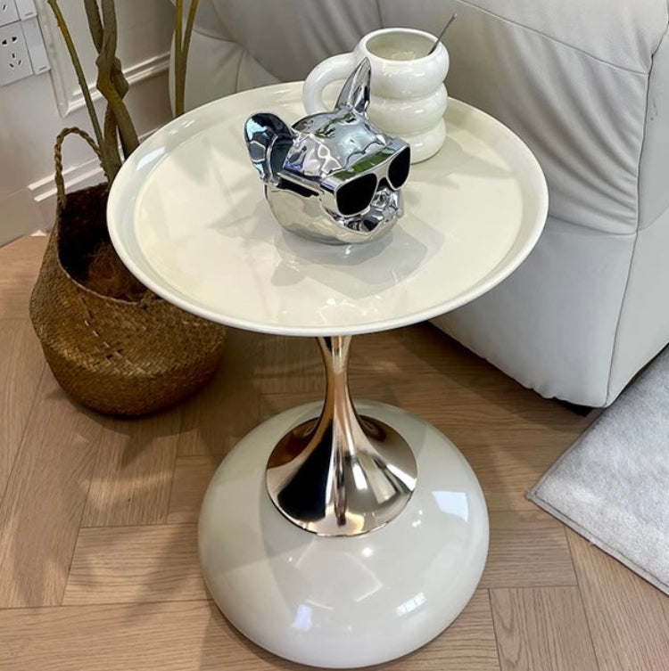Dluxe Ave. Nordic Retro Metal Side Table with Marble Top