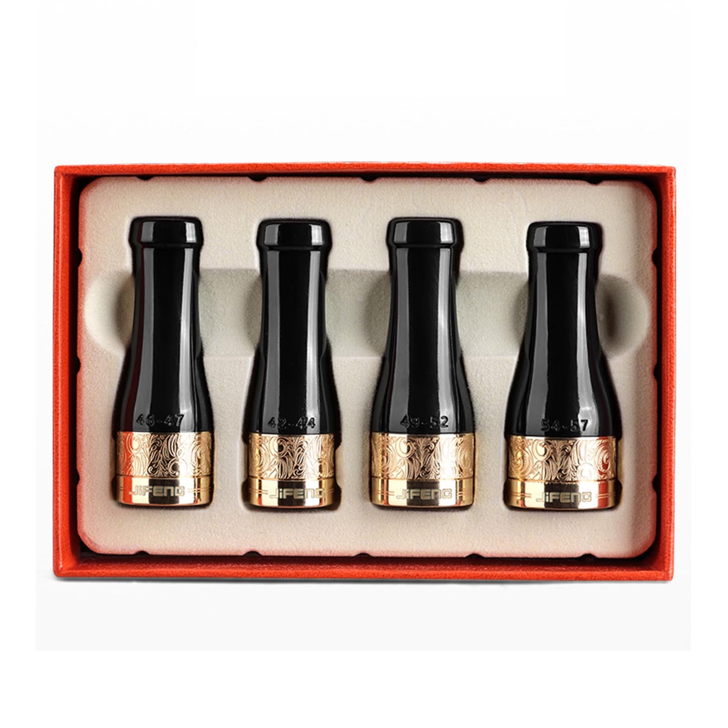 Dluxe Ave. Cigar Mouthpiece Set 4 Size for Men and Women Cigar Holder with Gift Box, (Black+Gold)