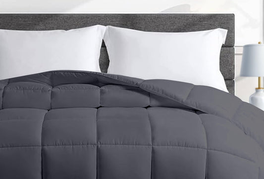 Dluxe Ave. ( KING ) Weighted Oversize Comforter Bedding,(20lbs - 92"x104") 5X More Fluffy, Fits California King Beds, Dark Grey