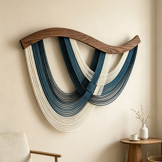 Nordic Cotton Rope Woven Wall Tapestry with Wooden Rod