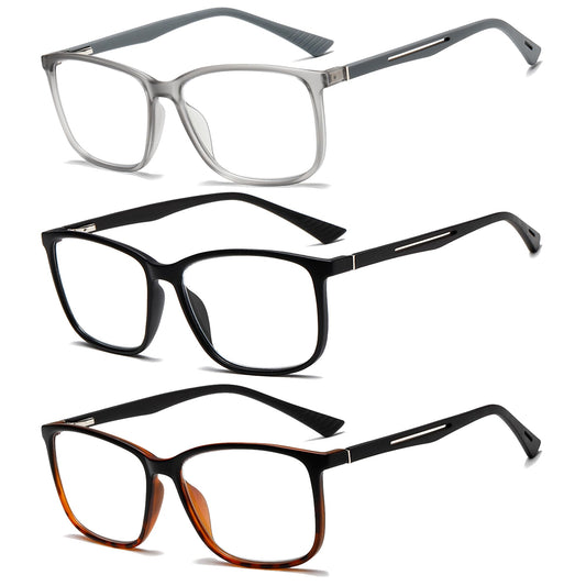 Lutonglenss 3 Pack Blue Light Blocking Reading Glasses for Men Sport Square Reader TR90 Anti Glare Computer Glasses +2.75