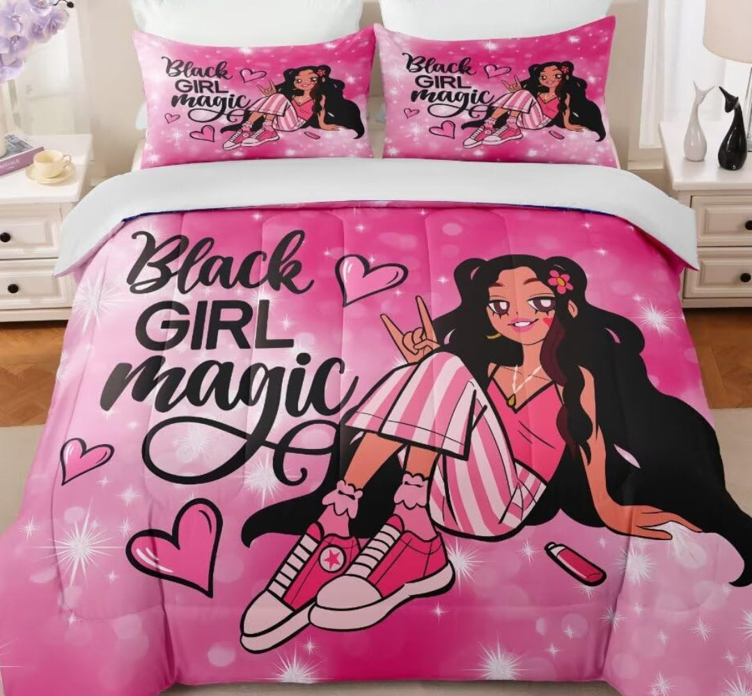 Dluxe Ave. ( TWIN ) 3 Pcs Comforter and Bedding Set/ Pink