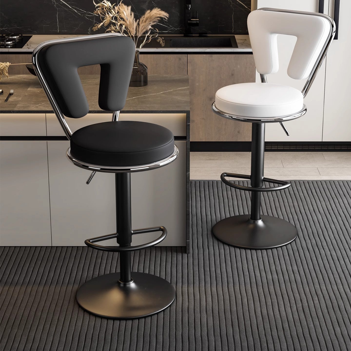 Adjustable Height Bar Stool with Backrest