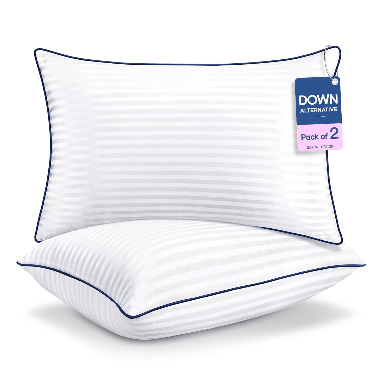 Dluxe Ave. ( STANDARD )SAVORI Bed Pillows, Set of 2 - { SOFT } Luxury Hotel Quality 20x26 Inch