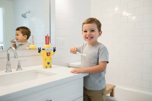 Dluxe Ave. Minions Toothbrush Holder and Toothpaste Dispenser Set