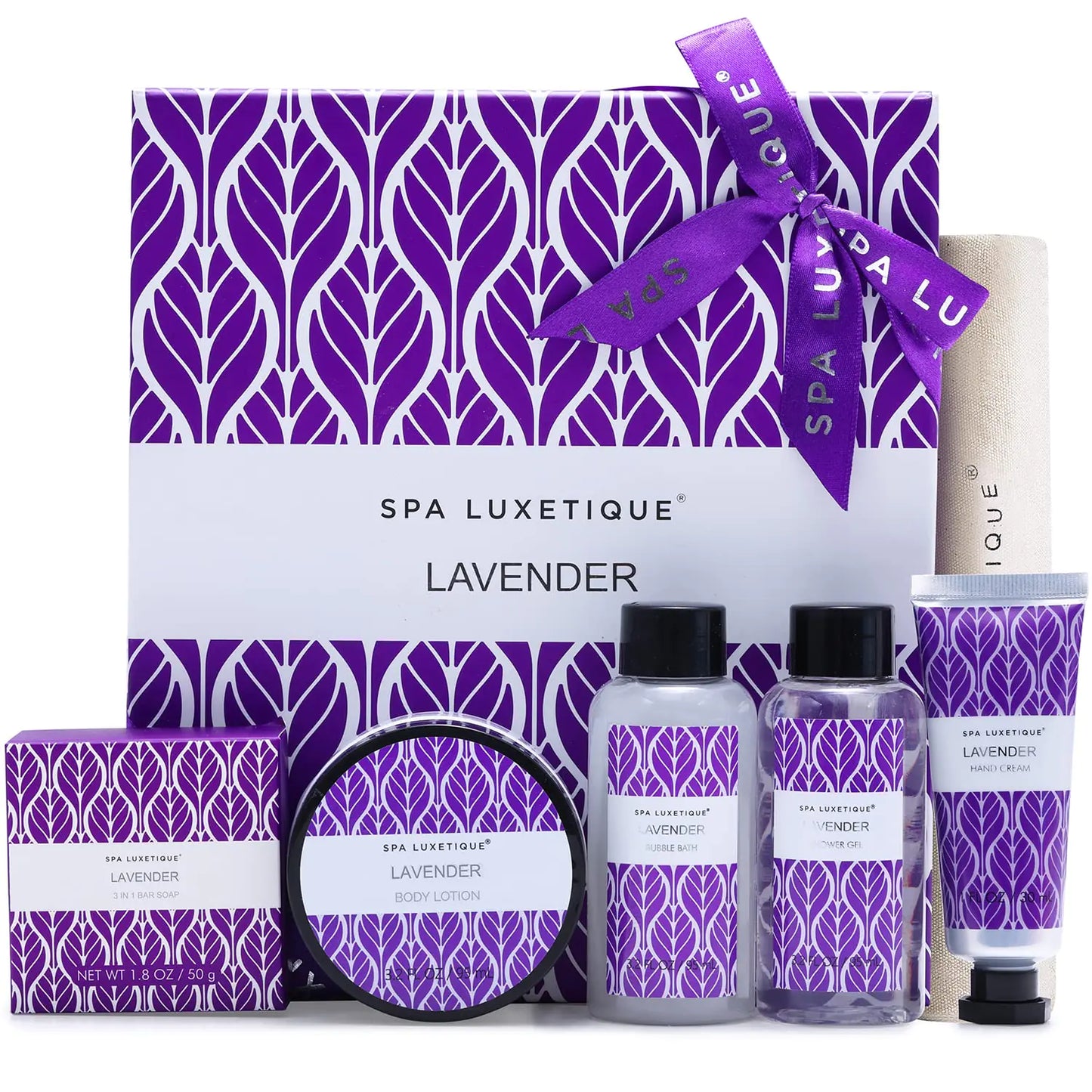 Dluxe Ave. Spa Luxetique Lavender Spa Set Bath Set for Women Gift Relaxing Home Spa Kits Includes Body Lotion Shower Gel Bubble Bath Hand Cream Birthday Gifts for WomenMothers Day Gifts