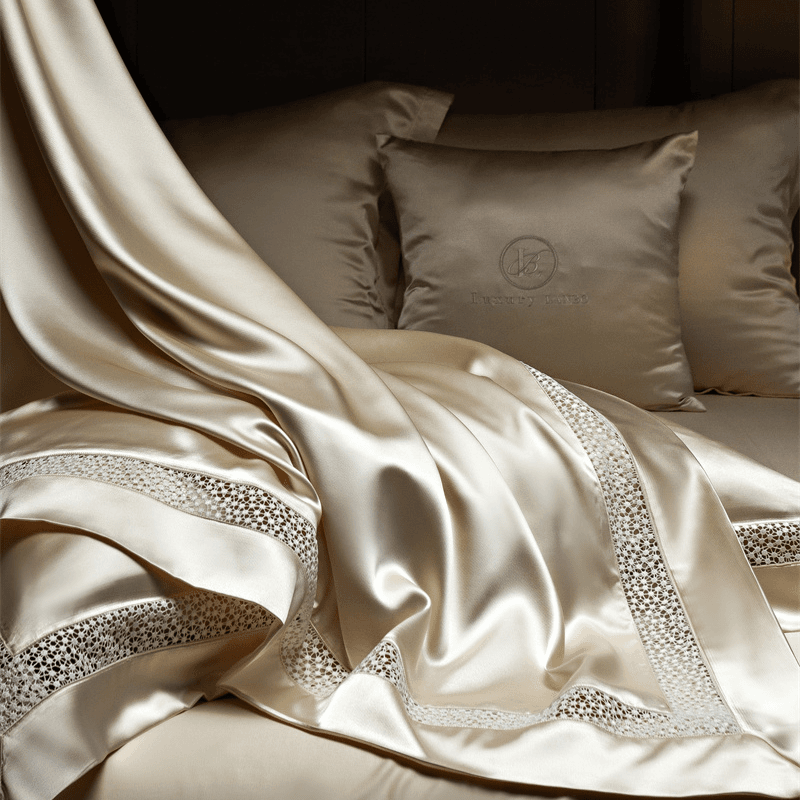 Dluxe Ave. Luxury Silk Tencel Bedding Set/ Flat Sheet Two Pillowcases {One Duvet Cover}