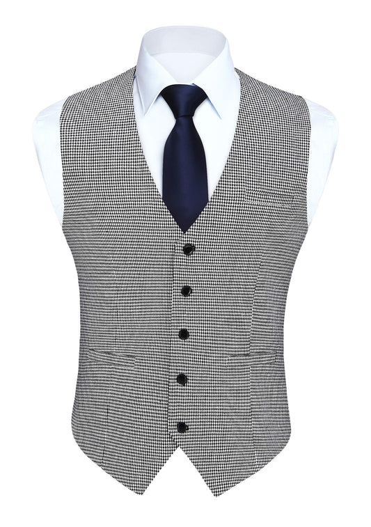 Dluxe Ave. (MEDIUM)  Mens Suit Vest/ Waistcoat/ Slim Fit/ Cotton Plaid Vest/ Grey