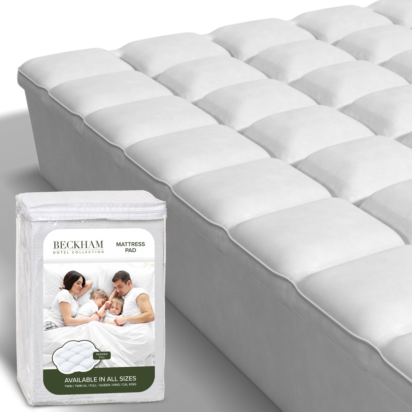 Dluxe Ave. ( FULL ) Hotel Collection Mattress Protector & Pad Quilted, White
