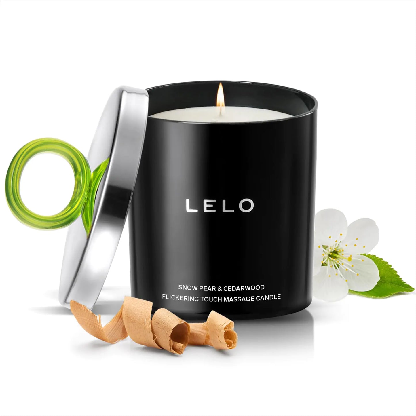 Dluxe Ave. Flickering Touch Massage Candle, Melts into Massage Oil Scented Candle, Body Massage Oil, Luxury Skin Treatment (Snow Pear & Cedar wood Scent)