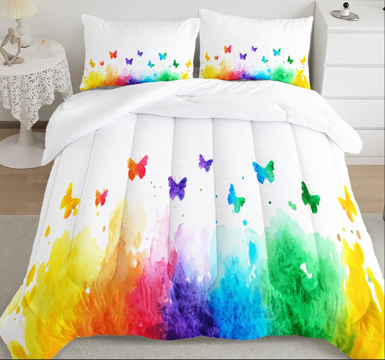 Dluxe Ave. ( QUEEN ) 3 Pcs Comforter and Bedding Set/ Multi- Color
