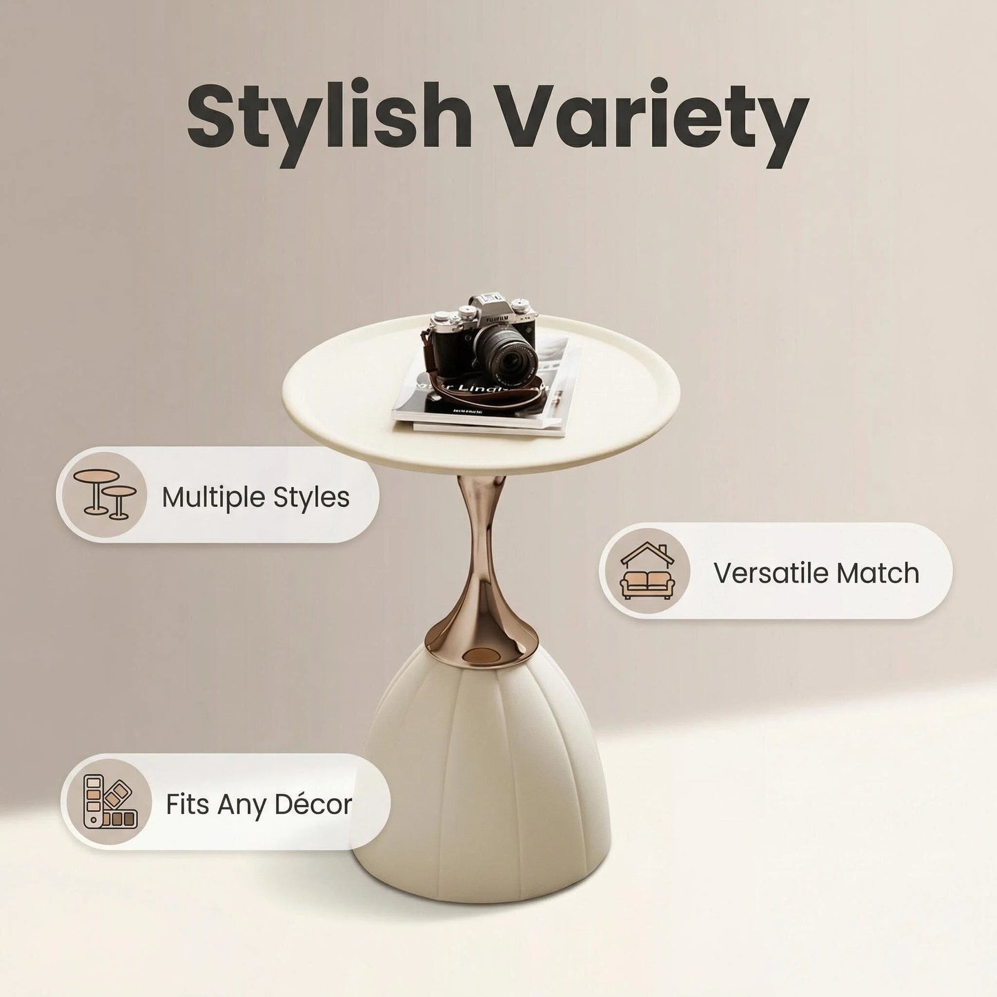 Simple Modern Iron Cream-Style Side Table for Living Room Bedroom