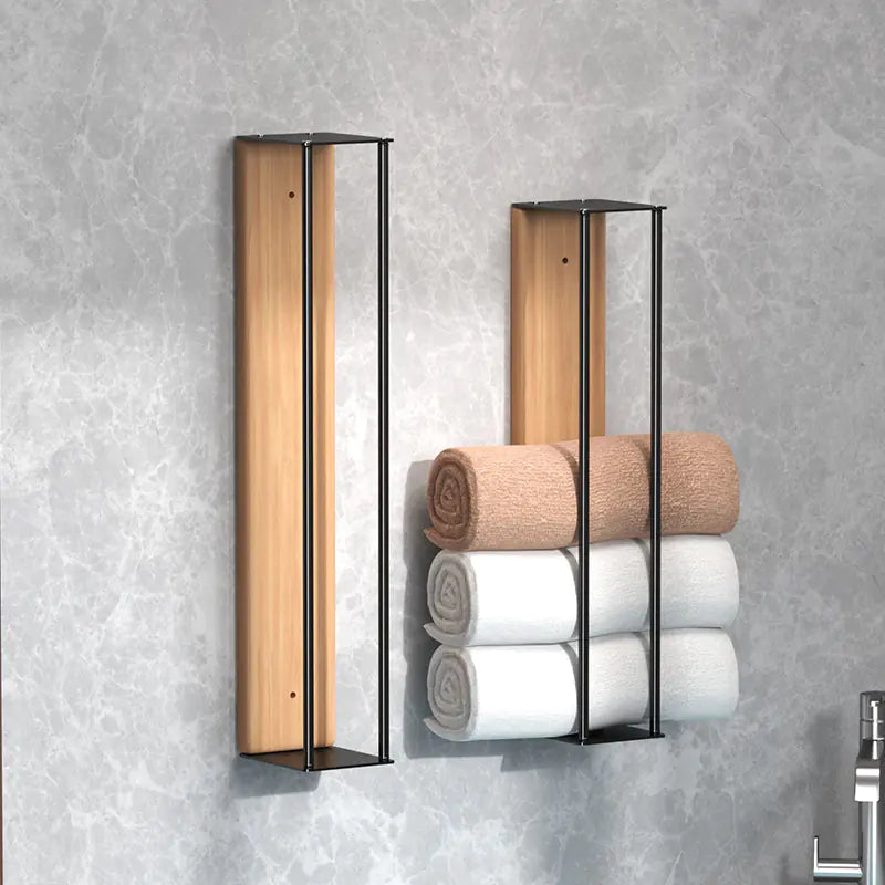 Dluxe Ave. Wall-Mounted Wood & Metal Towel Rack