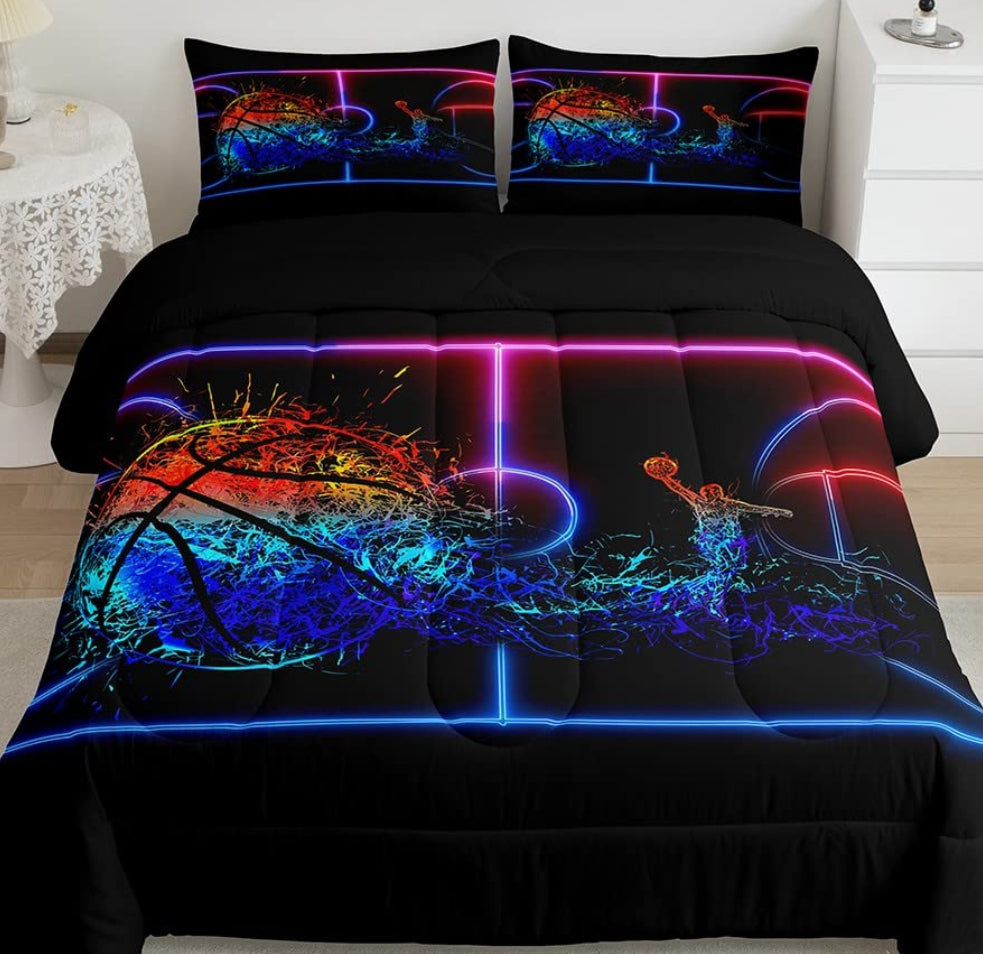 Dluxe Ave. ( FULL ) 3Pcs Comforter Set/ Red Blue & Black