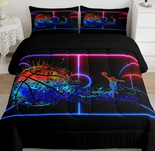 Dluxe Ave. ( FULL ) 3Pcs Comforter Set/ Red Blue & Black