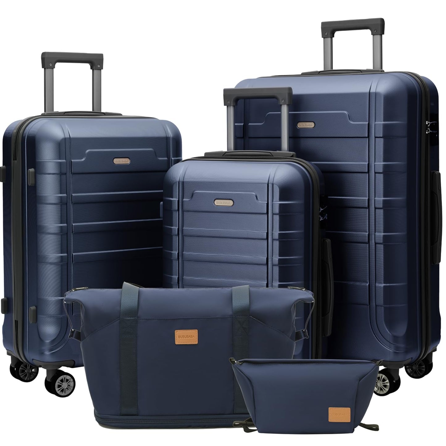 Dluxe Ave. 5 Pcs Luggage Set carry on/Spinning Wheels (Dark blue) 20-24-28-Inch