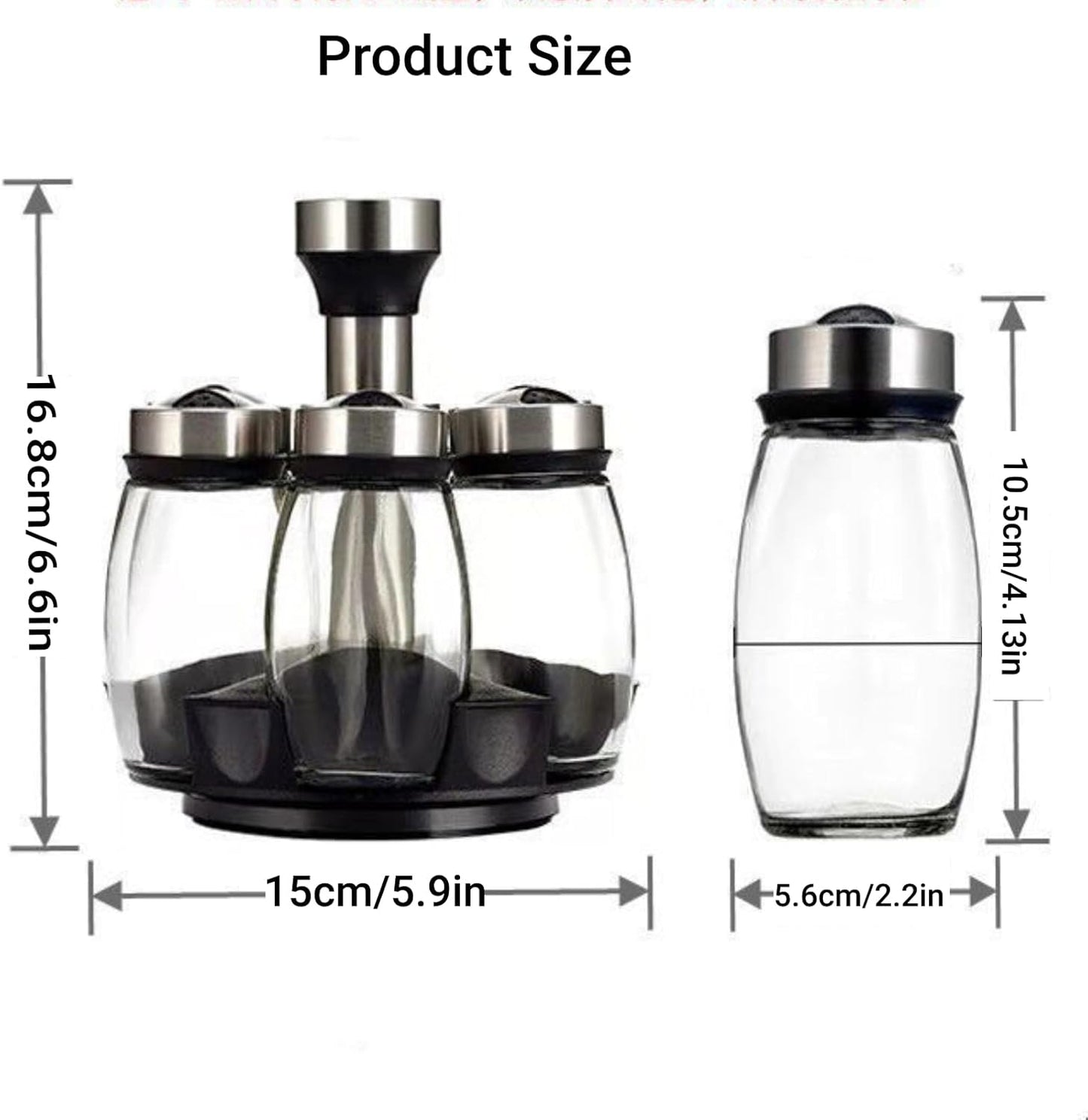 Dluxe Ave. 7 Pcs Condiment Glass Spice Jars with Rack