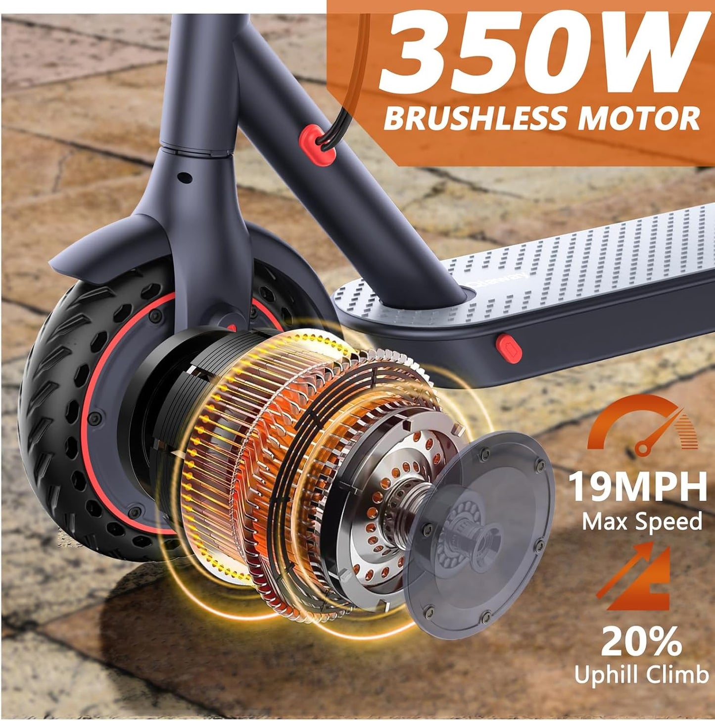Dluxe Ave.Motorized Scooter Up to 22 Miles Range Foldable Scooter,Bearing 264 LBS/Cruise Control, 8.5", for Adults, 19 MPH 350W Motor 281WH Battery