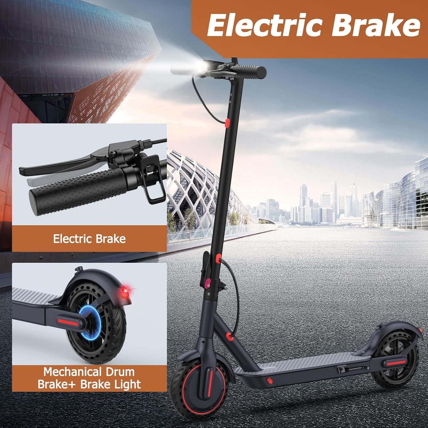 Dluxe Ave.Motorized Scooter Up to 22 Miles Range Foldable Scooter,Bearing 264 LBS/Cruise Control, 8.5", for Adults, 19 MPH 350W Motor 281WH Battery