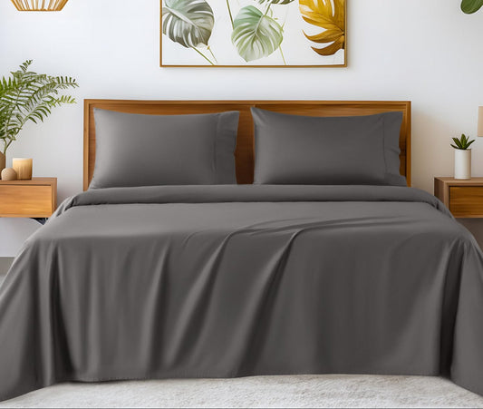 Dluxe Ave. ( KING ) 100% Egyptian Cotton Sheets - 1200 Thread Count Luxury & Cooling Hotel Cotton Bed Sheets Set 4 Piece  (Dark Grey)