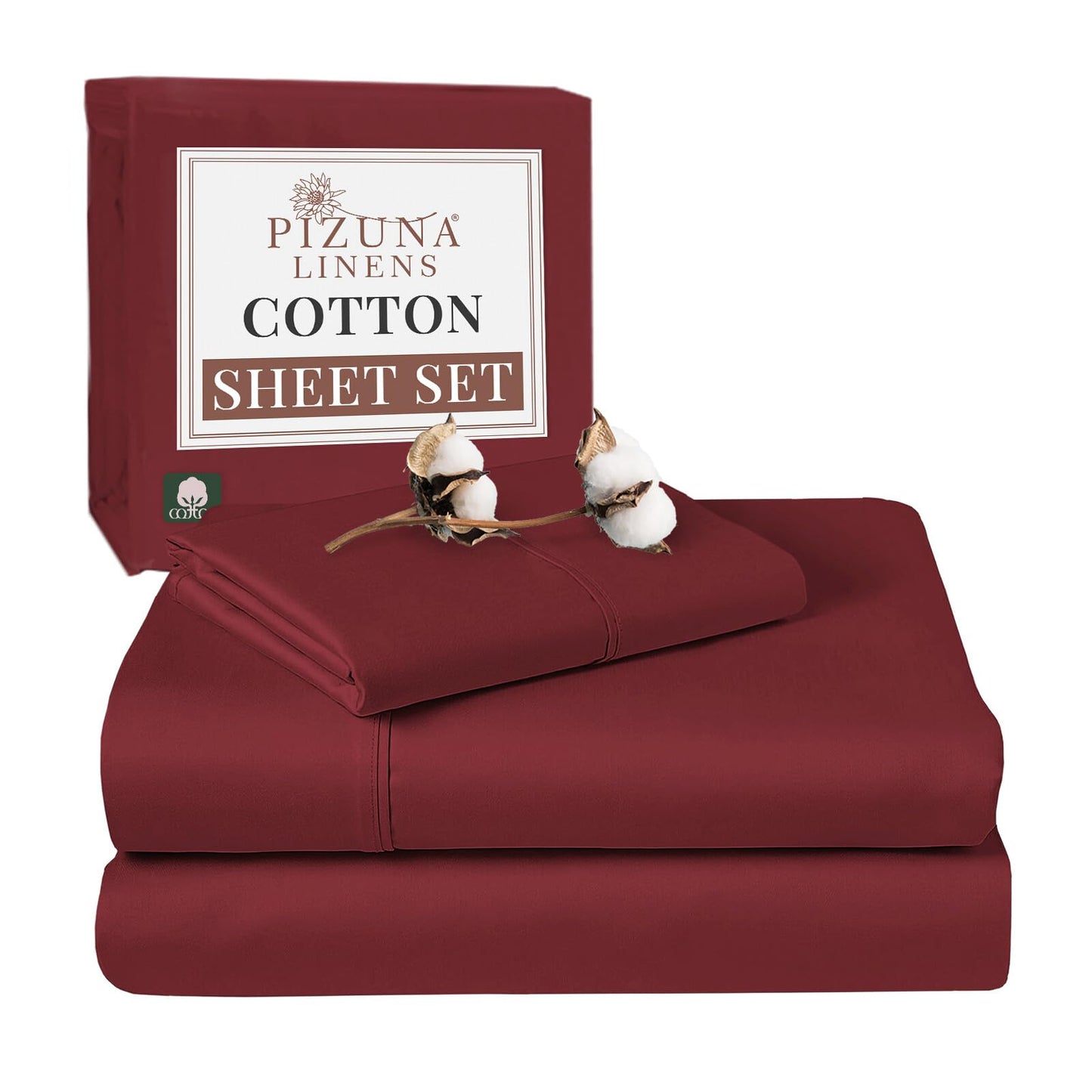 Dluxe Ave. ( KING ) 4 Pcs 100% Cotton Sheets, Luxurious 400 Thread Count, 15" Deep Pocket, Rio Red
