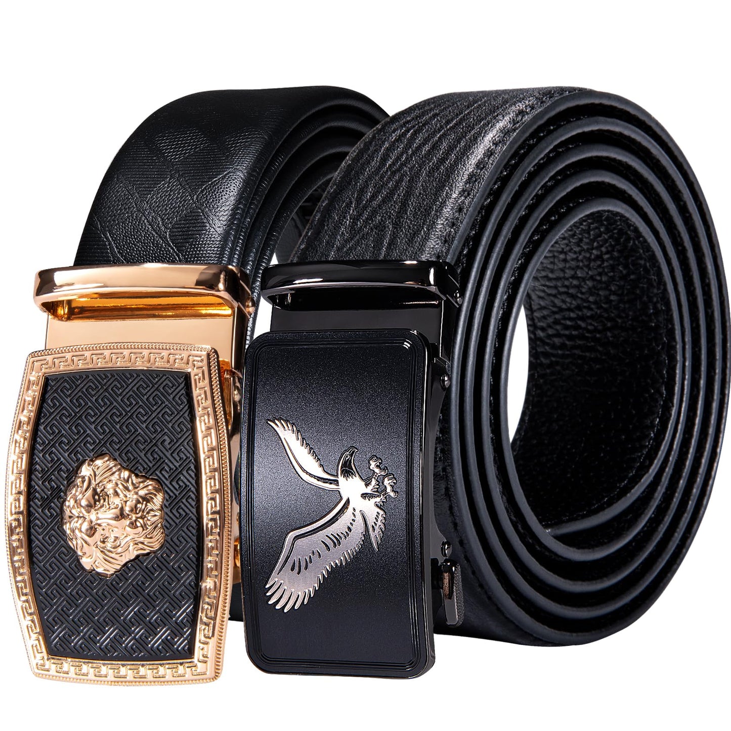 Dluxe Ave. Mens Belt Leather 2pack/Slide Ratchet Belt Buckle/