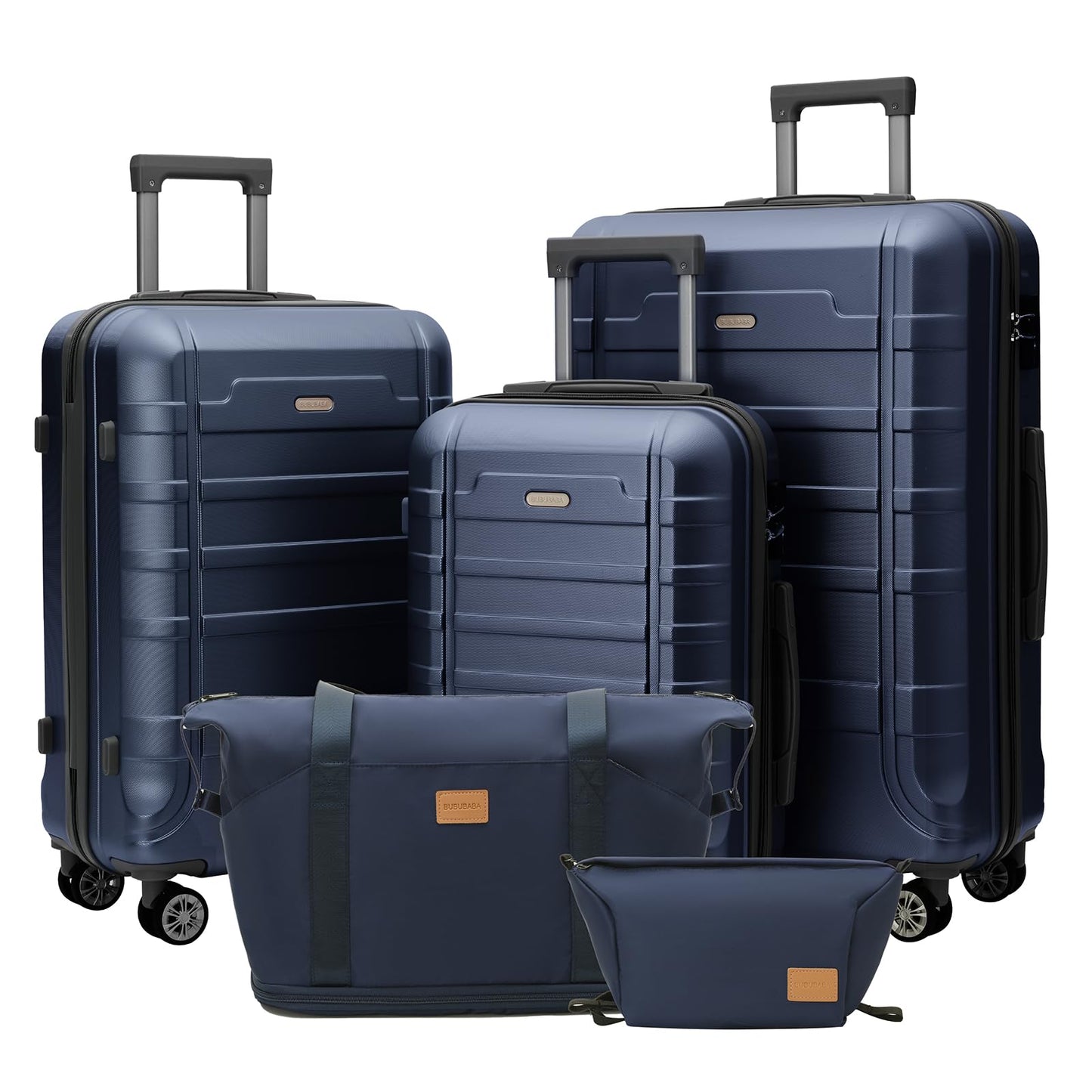 Dluxe Ave. 5 Pcs Luggage Set carry on/Spinning Wheels (Dark blue) 20-24-28-Inch