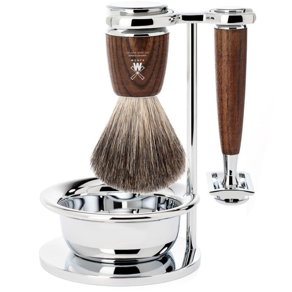 Dluxe Ave. 4-piece Pure Badger Double Edge Safety Razor/ Closed Comb/ Barbershop Quality