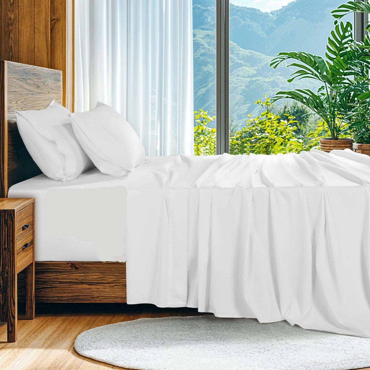 Dluxe Ave. ( KING ) 4 Pcs 100% Egyptian Cotton Sheets Set, Extra Deep Pocket up to 18"-24", 1000 High Thread Count, Luxury 5-Star Hotel, White