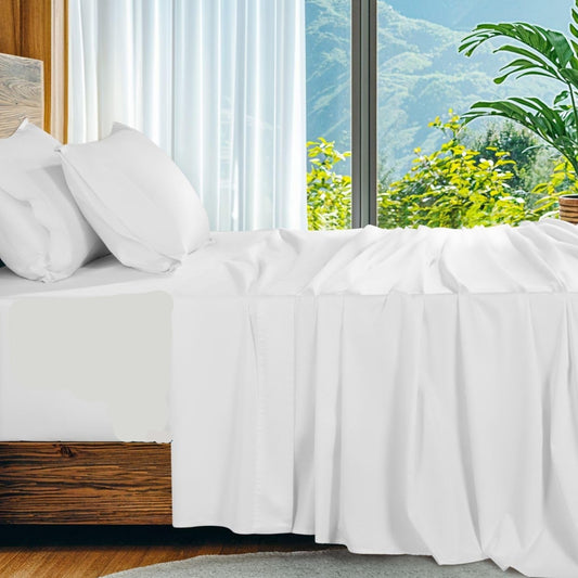 Dluxe Ave. ( KING ) 4 Pcs 100% Egyptian Cotton Sheets Set/ Extra Deep Pocket up to 18"-24"/ 1000 High Thread Count/ Luxury 5-Star Hotel/  White