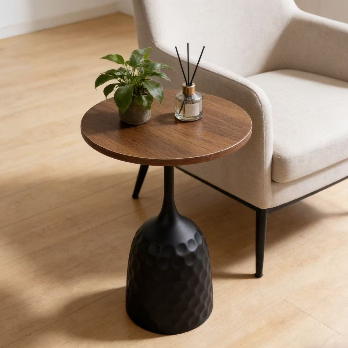 Medieval Solid Wood Round Side Table