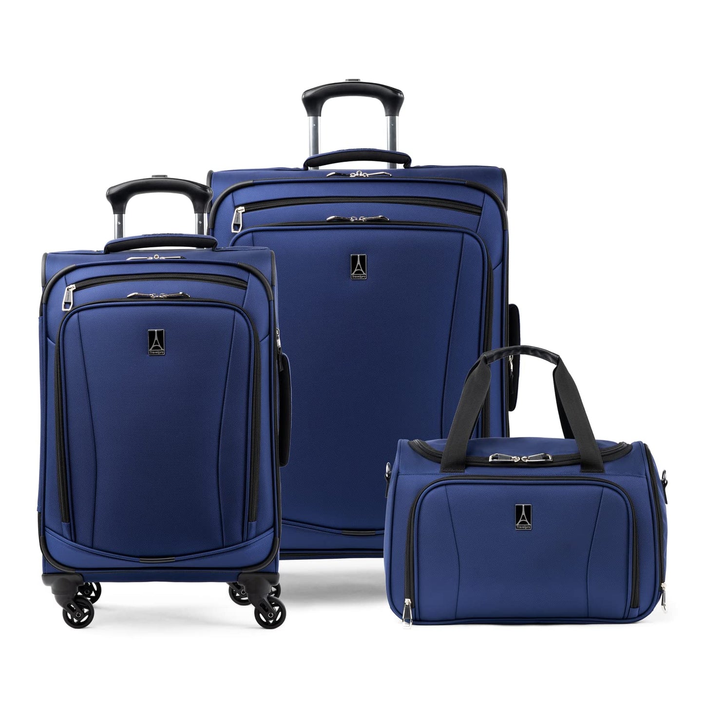 Dluxe Ave. 3 Pcs Luggage Set Carry on/Soft Tote/Medium to Large 28-Inch Check-in Expandable/4 Spinner Wheels/ (Blue)