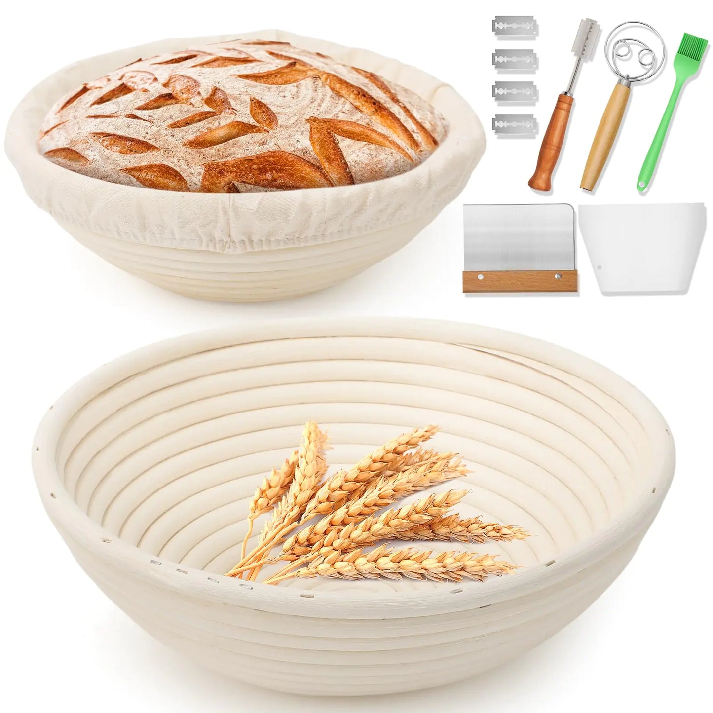Dluxe Ave. Set of 2 10" Round Sourdough Basket with Linen Liner