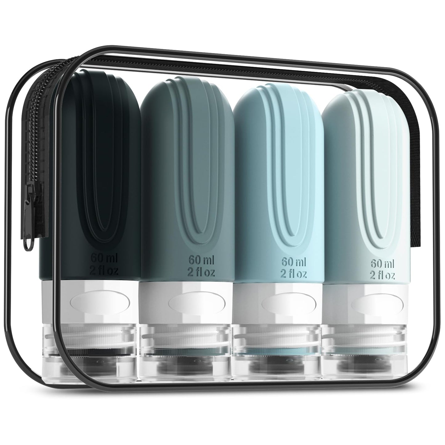 Dluxe Ave. Travel Bottles for Toiletries/ TSA Approved/ 2oz Travel size Bottles/ BPA Free/ 4 Pack