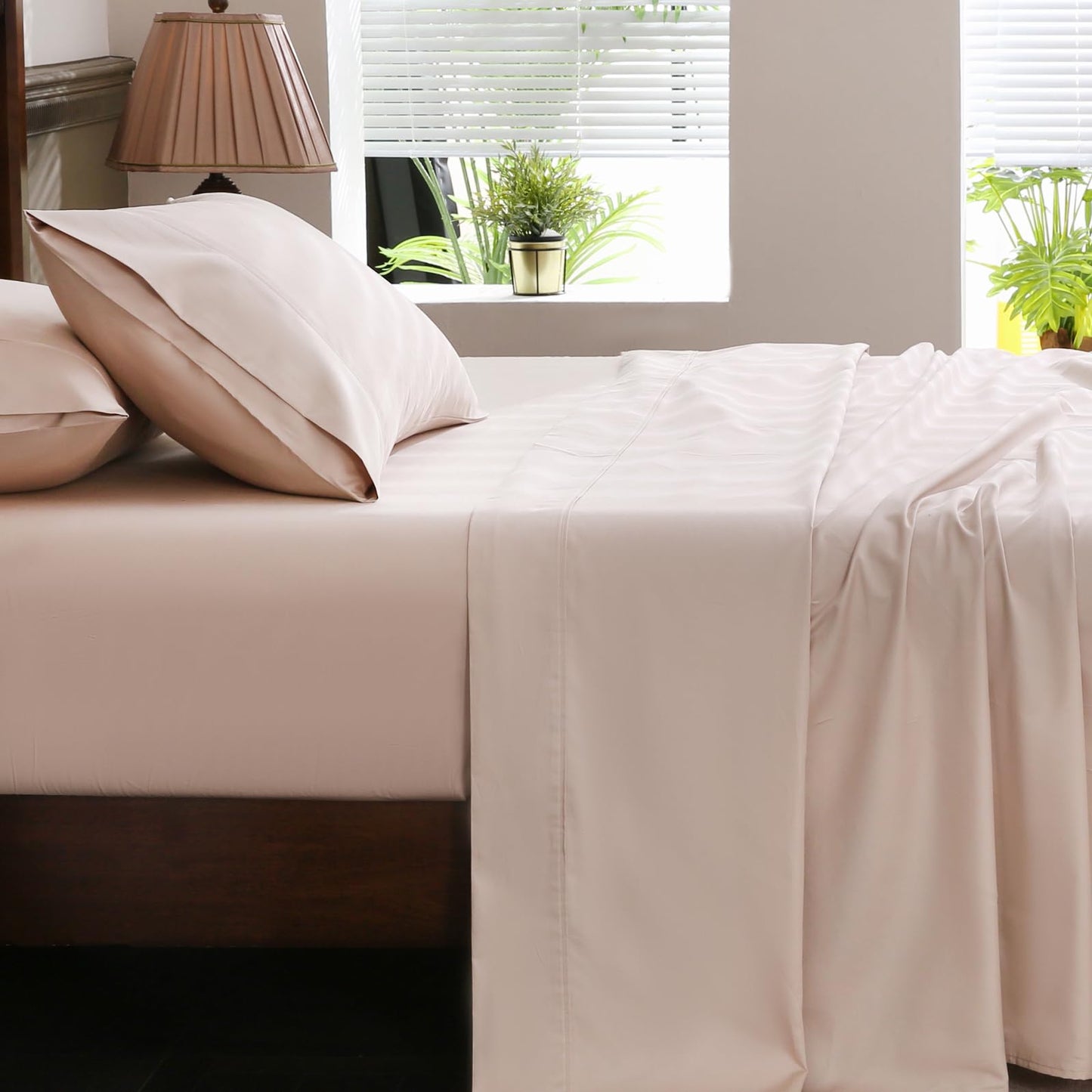 Dluxe Ave. ( KING ) 4 Pcs Overket Extra Deep Pocket King Sheets, 18-24 Inch, 1000 Thread Count Egyptian Cotton, 100% Cotton, Dusty Pink
