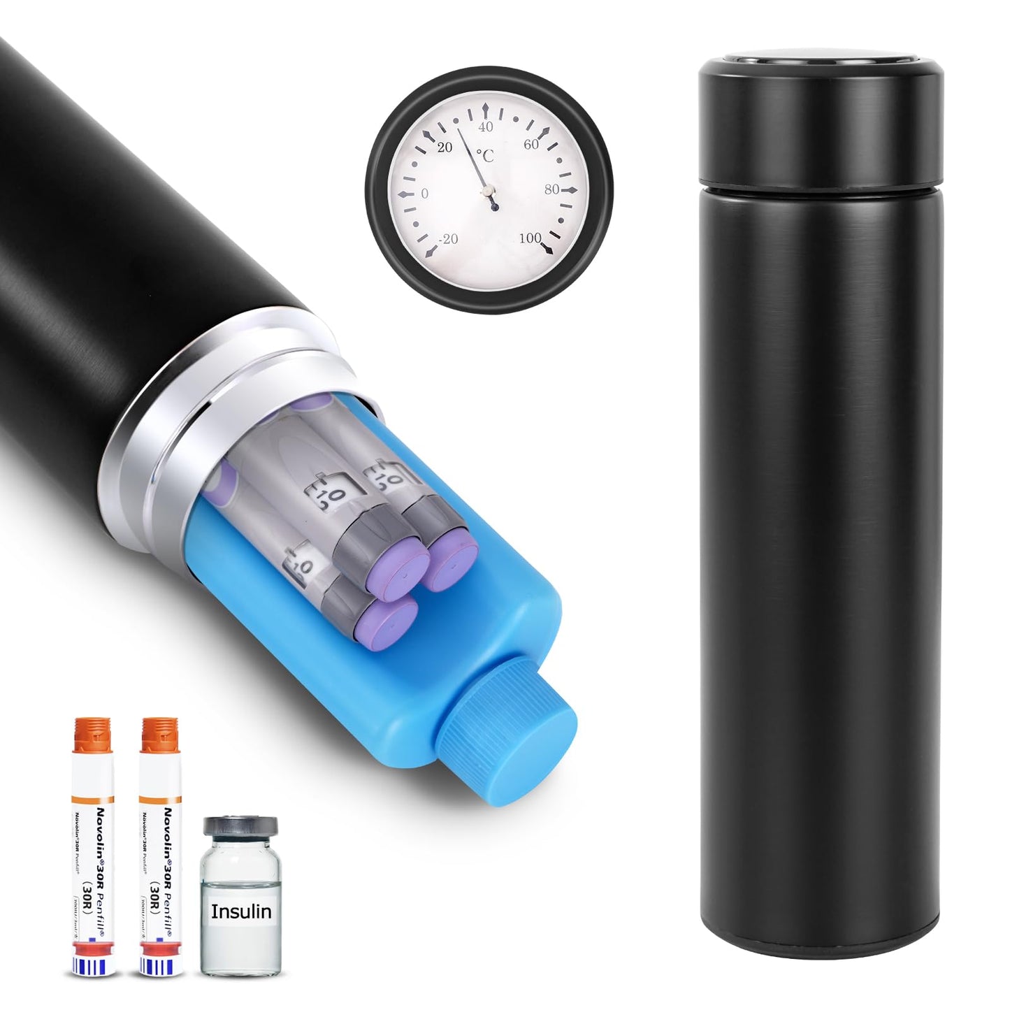 Dluxe Ave. 60H Insulin Pens Cooler Travel Case/ Temp Display/ Black