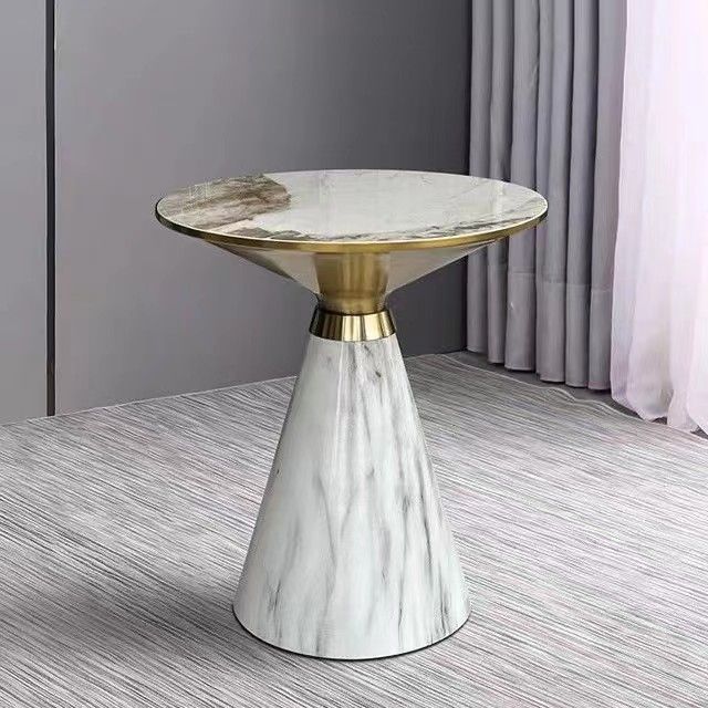 French Luxury Round Coffee Table Italian Style Living Room Side Table Rock Plate Small Round Table