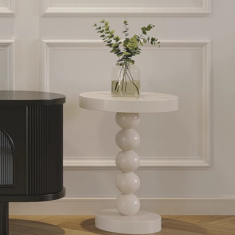 Dluxe Ave. Solid Wood Round Side Table for Sofa, Bedroom, Balcony