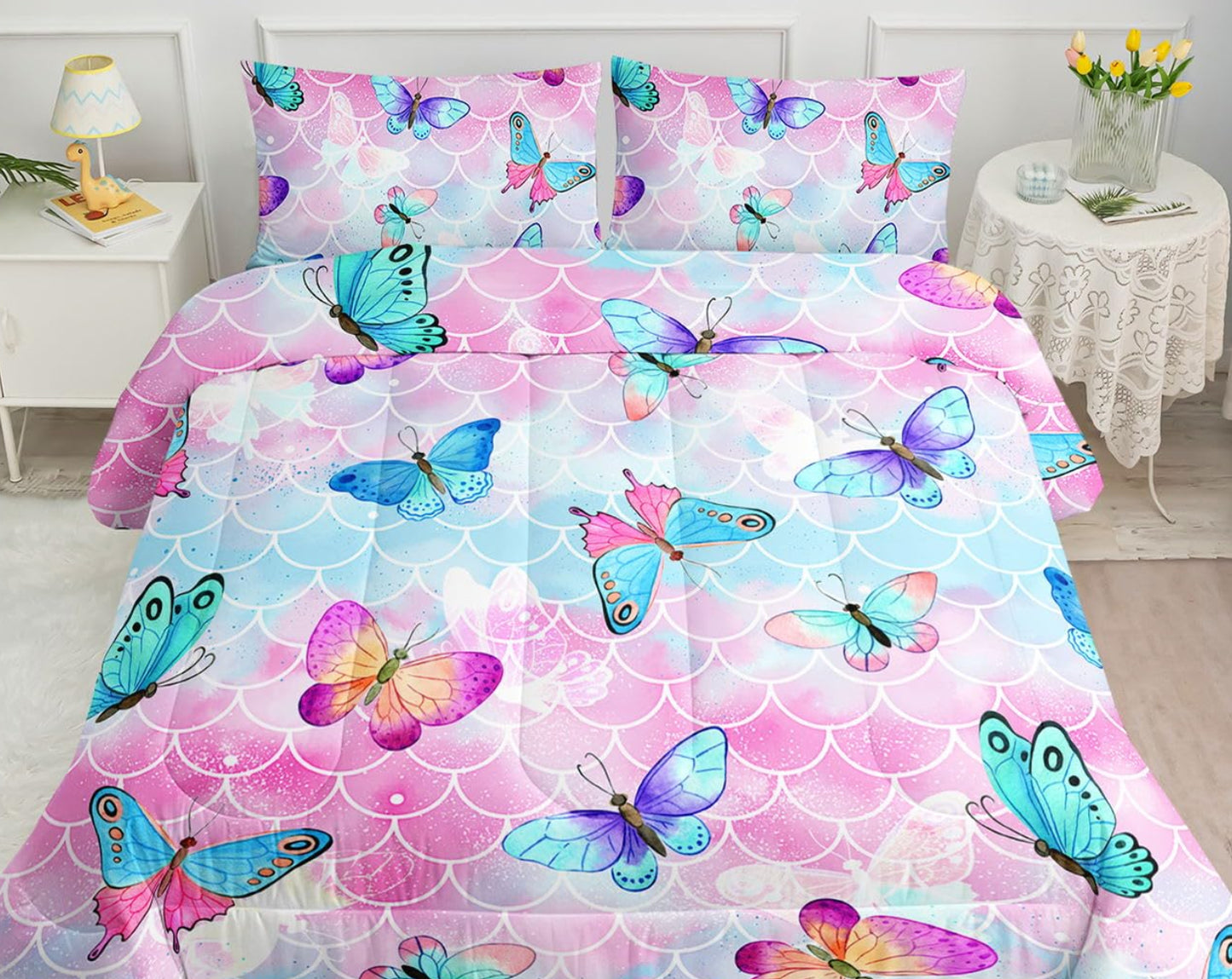Dluxe Ave. ( FULL ) 3 Pcs Comforter and Bedding Set/  Pink