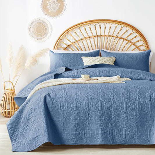 Dluxe Ave. ( TWIN ) 2 Pcs Quilt Bedding Set, for All Seasons, Bluish Grey