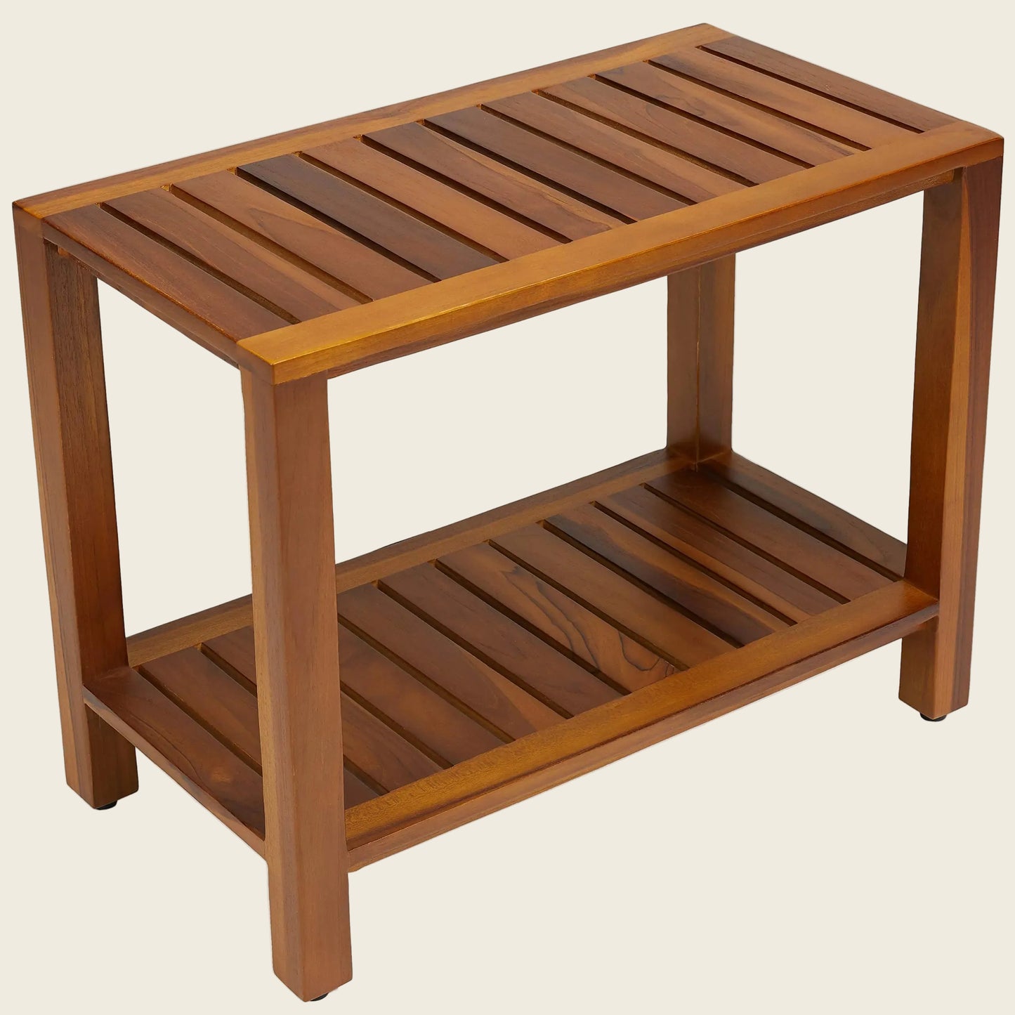 Dluxe Ave. TeakCraft Teak Shower Bench 24 Inch For Bathroom Spa - Fully Assembled