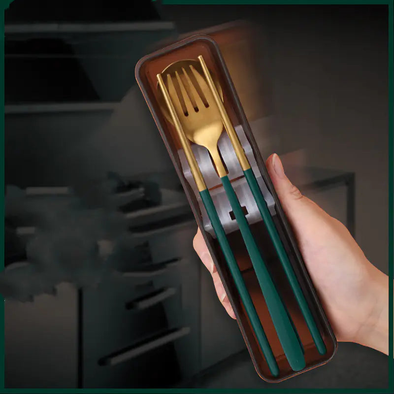 Dluxe Ave. Portable Stainless Steel Cutlery Set with Storage Box