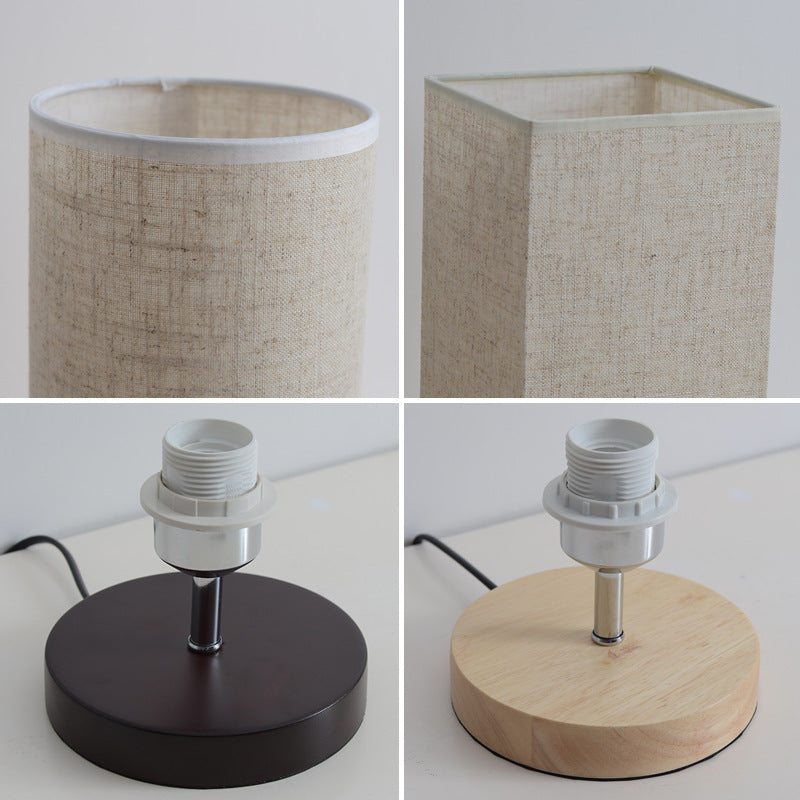 Nordic Wood Table Lamp with Linen Shade
