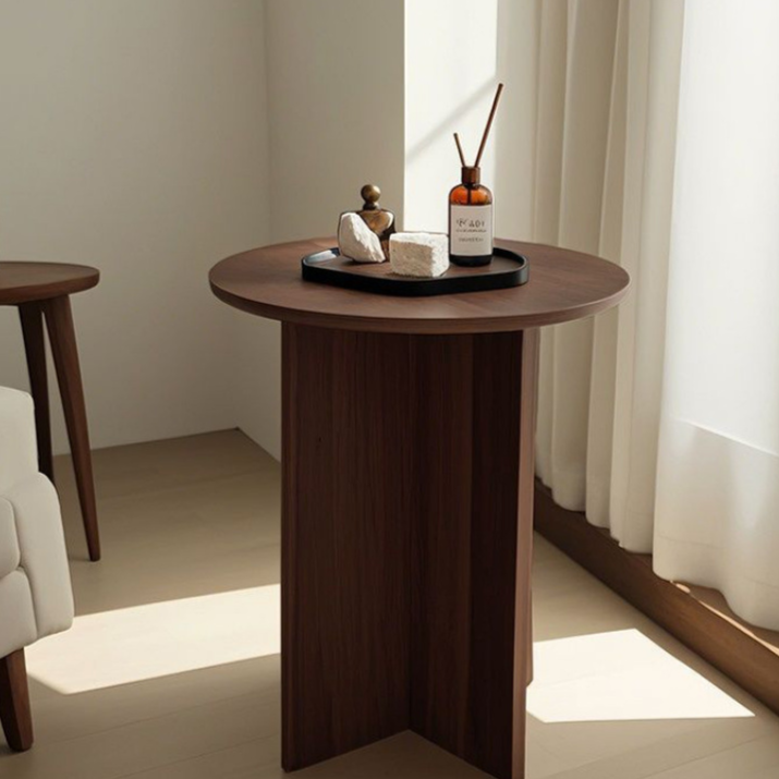 Solid Wood Round Side Table