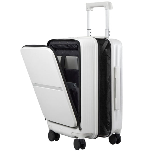 Dluxe Ave. 20 Inch Carry On Luggage/ Airline Approved/ Hard Shell/ Spinning Wheels/TSA Luggage/(Grayish white)