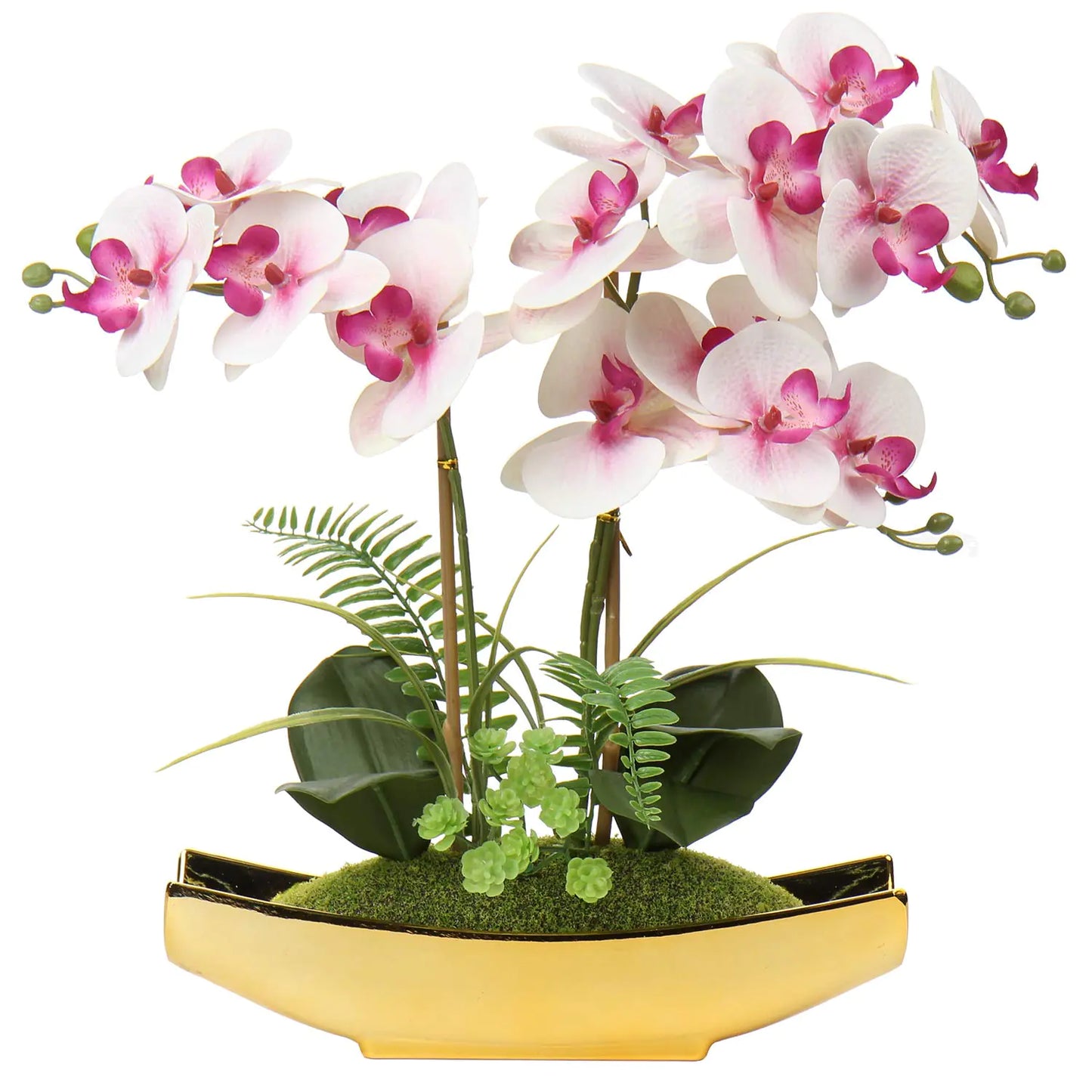 Dluxe Ave. 15" Light Pink Phalaenopsis Orchid with Gold Pots