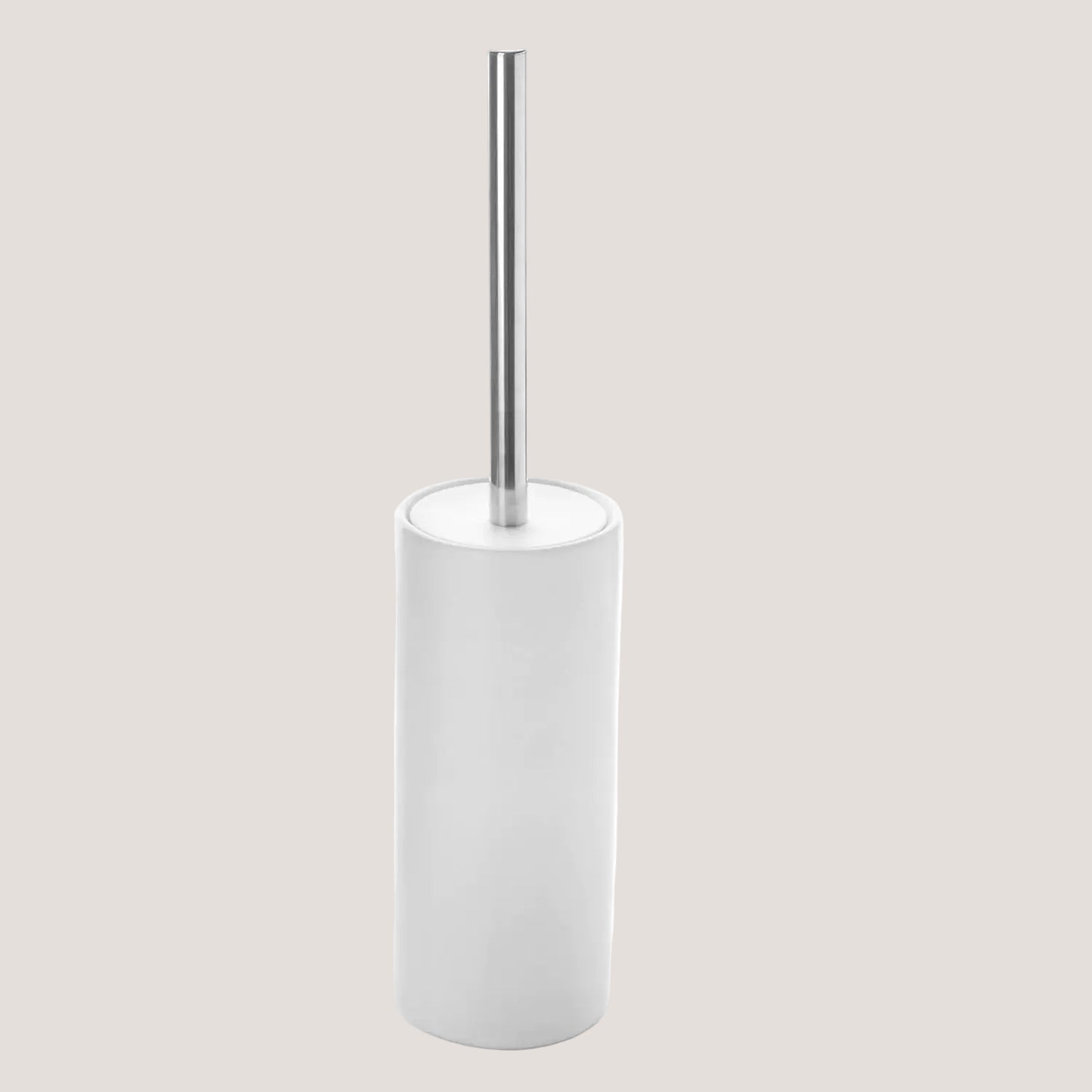 Dluxe Ave. Viosuniu Matt White Ceramic Toilet Brush and Holder Set Durable Bristles Non Scratch Toilet Long Stainless Steel Handle Freestanding Toilet Bowl Cleaners Brush Scrubber Brush for Toilet